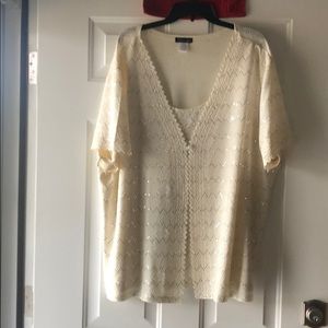 Cream colored top with sequins
